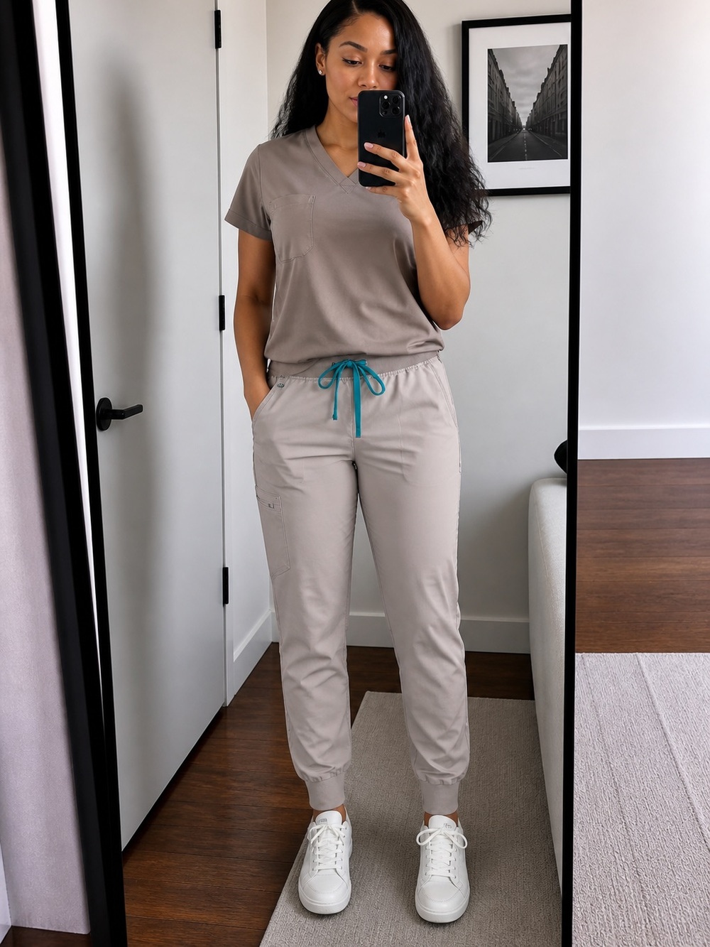 Figs Catrina Top and Zamora Women's  Scrub jogger with sandstone 3Xl